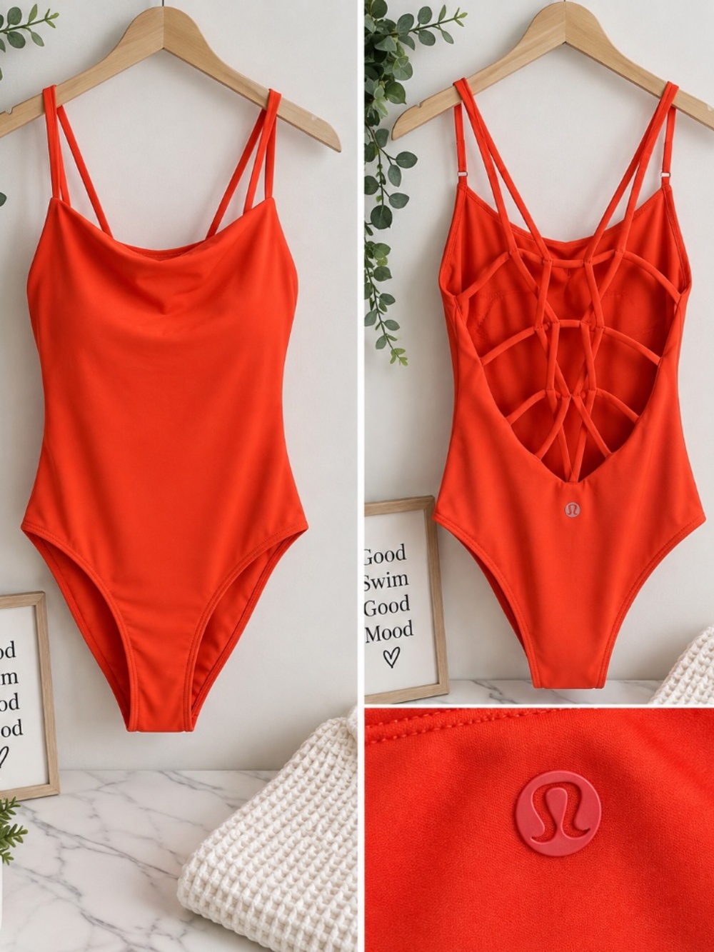 Lululemon Strappy Back One Piece Swimsuit Orange/Red Size 4